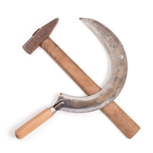 Hammer and sickle isolated on white background. With clipping path.