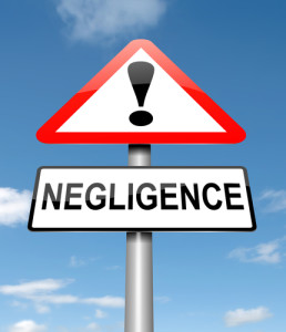 Illustration depicting a roadsign with a negligence concept. Sky background.